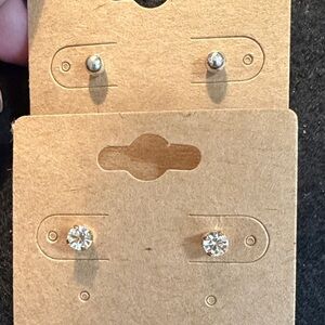 Clear Crystal Stud Earrings - Pair